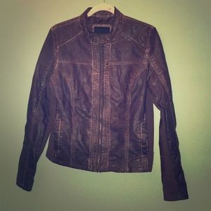 Brown Faux Leather Jacket